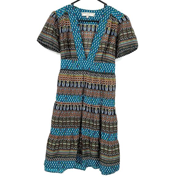 What Comes Around Goes Around Size 10 Dress Brown 100% Silk Peasant Cottage Boho - Picture 1 of 6